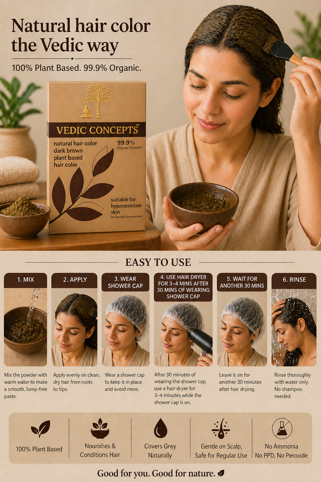 Vedic Concepts Natural Hair Color-Dark Brown