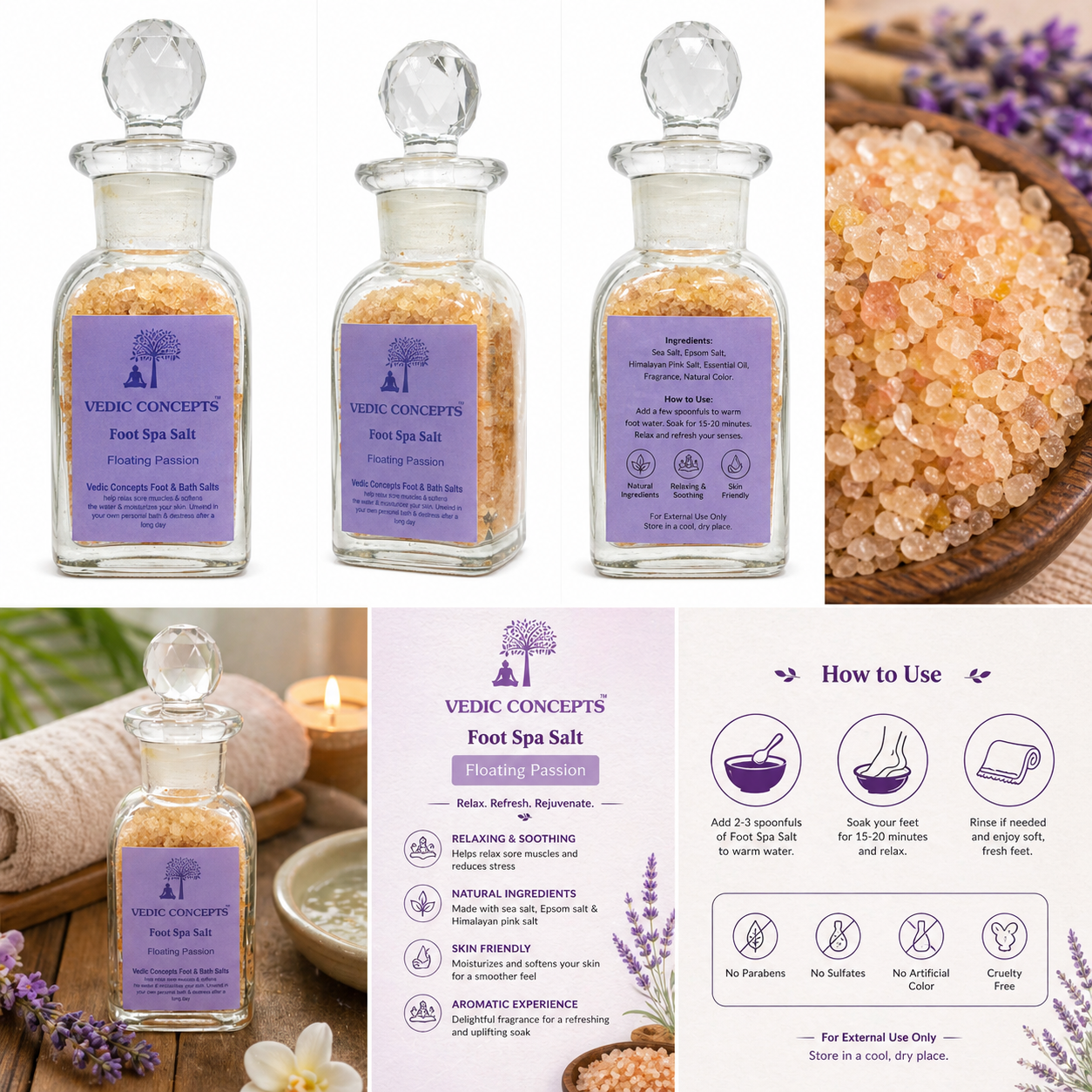 Vedic Concepts Foot Spa Salt - Floating Passion