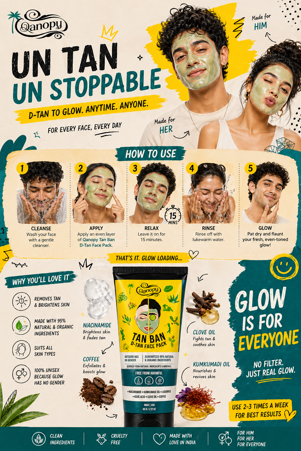 Qanopy Tan Ban -  D TAN Face Pack 60 g