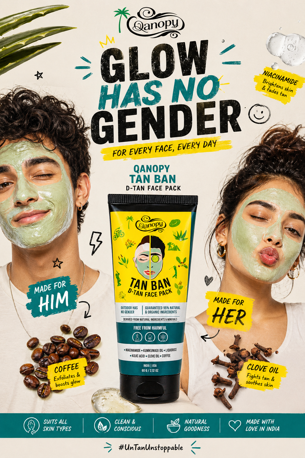 Qanopy Tan Ban -  D TAN Face Pack 60 g