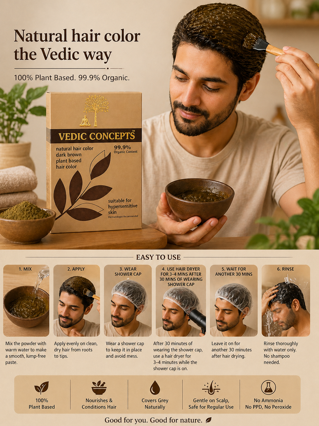 Vedic Concepts Natural Hair Color-Dark Brown