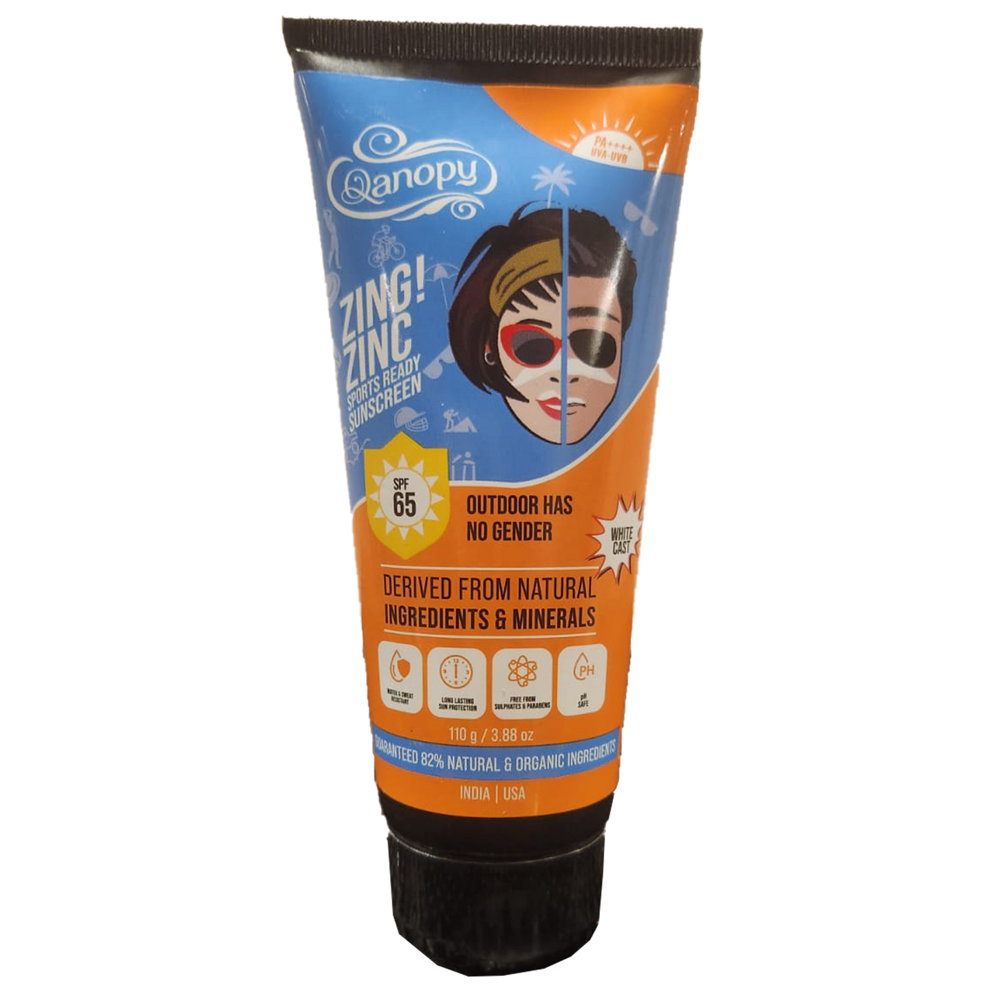 Qanopy Zing Zinc -Sports Ready Sunscreen SPF 65 - 60 G