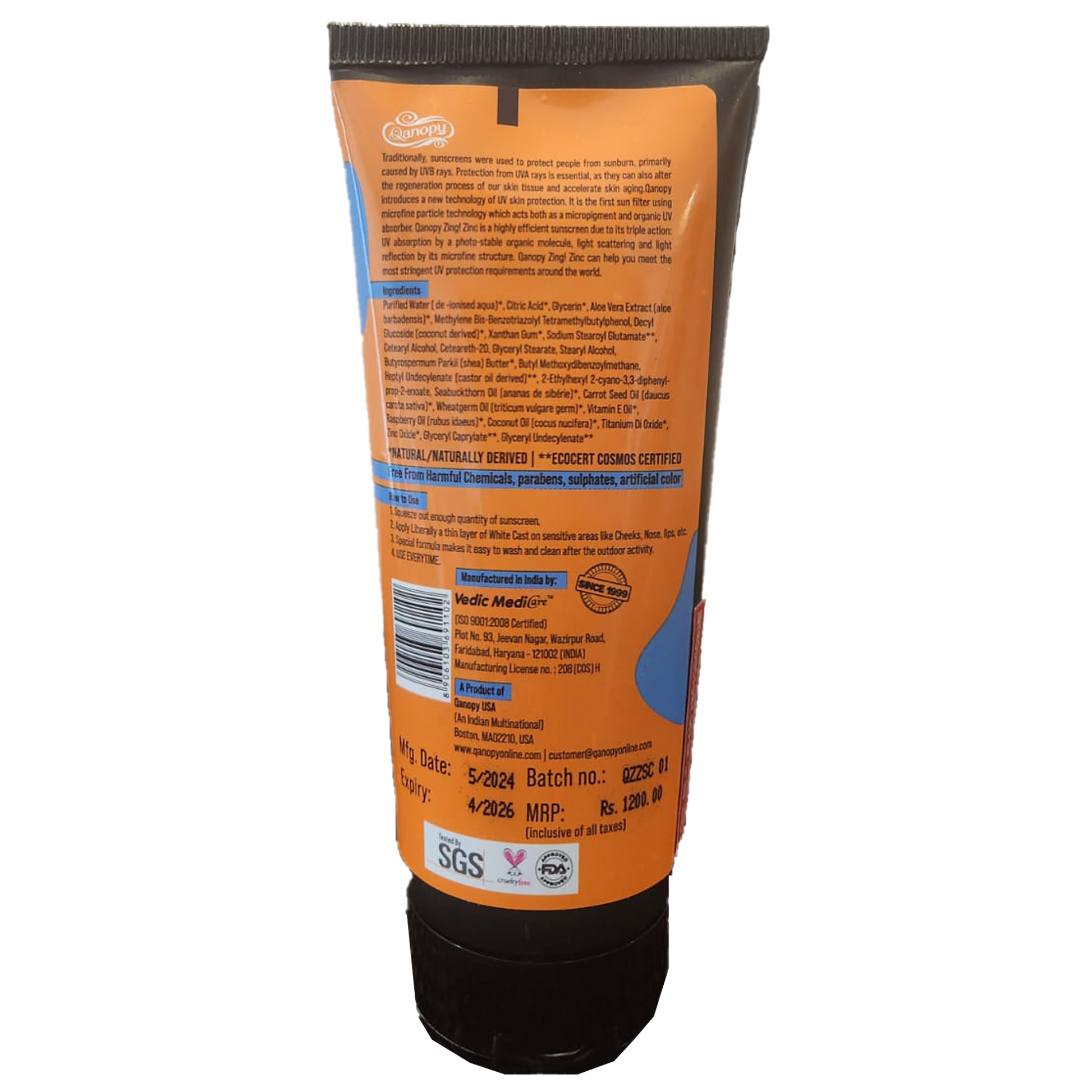 Qanopy Zing Zinc -Sports Ready Sunscreen